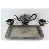 Image 2 : Plated Tea Set - Tea Pot, Cream and Sugar and Tray