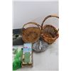 Image 5 : (3) Different Wicker Baskets, Framed Print Of Jesus Christ- 10'' x 11'', Block Of Wet Foam- NIB, Mis