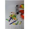 Image 2 : Lot Of (3) Nerf/ Star Wars Toys Gun w/ Bullets, Star Wars Toy Light Saber