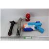 Image 1 : Nerf Freezefire Watergun, (2) Star Wars Toy Light Sabers, Spiderman Cup w/ Lid