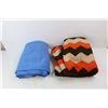 Image 2 : (2) Blankets, Blue Blanket Is- 47'' x 56'', Knitted Afghan Is- 37'' x 78''
