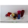Image 1 : Lot Of Various Vases, Candles, (9) Plastic Drink Straws