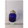 Image 1 : Blue Glass Canister w/ Lid 9" Tall