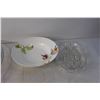 Image 2 : (5) Bone China Plates & Bowl, Glass Serving Plates