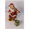 Image 2 : Christmas Lot- Santa Figurine, Candle Holder and  Candle