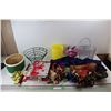 Image 1 : Lot Of Various Items, Nurse Scrub Shirt- Size Large, Christmas Decorations, Valentines Day Gift Supp