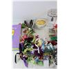 Image 3 : Various Gift Ribbons, Metal Tray- 14.5'' x 8'', Glass Jar Canister- 7.5'' Tall, Misc.