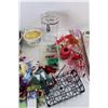 Image 5 : Various Gift Ribbons, Metal Tray- 14.5'' x 8'', Glass Jar Canister- 7.5'' Tall, Misc.