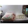 Image 1 : Afghan - 63" x 73"; Bed skirt - Approximately 93" x 84"