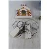 Image 2 : Christmas Themed Items (Fibre Optic Christmas House, Mini String Lights, Platter, Figurines, Misc.)