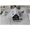 Image 5 : Christmas Themed Items (Fibre Optic Christmas House, Mini String Lights, Platter, Figurines, Misc.)