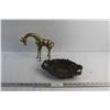 Image 1 : Brass Giraffe Statue and Brass Candy Tray