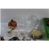 Image 2 : Vintage Mirror, Crystal Napkin Holder, Cream & Sugar Set, Coasters, Souvenir Spoons and Misc.