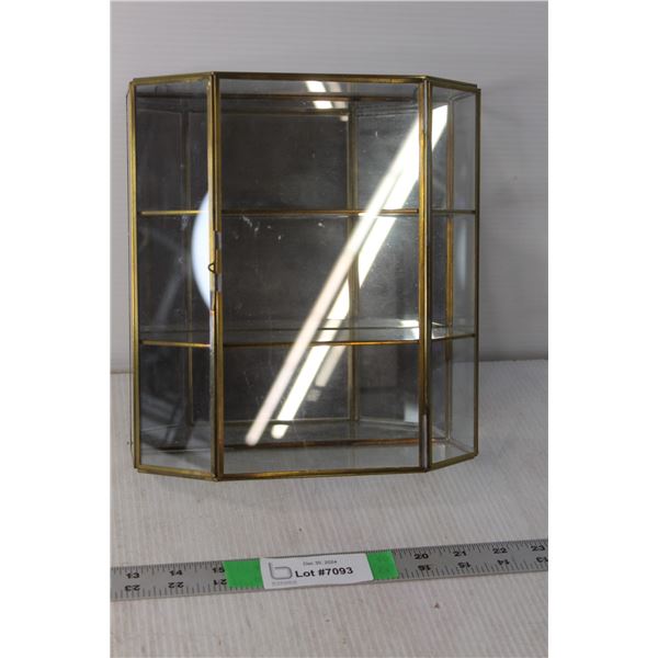 Glass, Brass, and Mirror Mini Showcase 9.5" Tall x 9" Wide x 4" Deep
