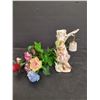 Image 1 : Ceramic Child & Tree Figurine w/ Ceramic Flowers