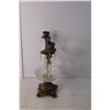 Image 2 : Antique Glass & Brass Candleholder 13.5" Tall