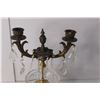 Image 3 : Antique Glass & Brass Candleholder 13.5" Tall