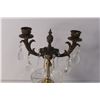 Image 2 : Antique Glass & Brass Candleholder 13.5" Tall