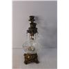 Image 3 : Antique Glass & Brass Candleholder 13.5" Tall