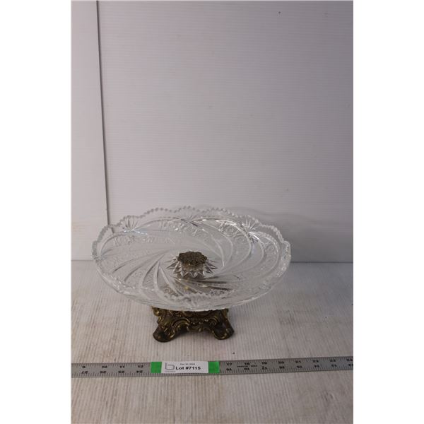 Antique Glass & Brass Platter