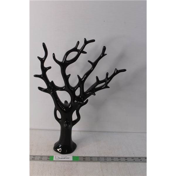 Black Glass Tree Sculpture  16.5" Tall