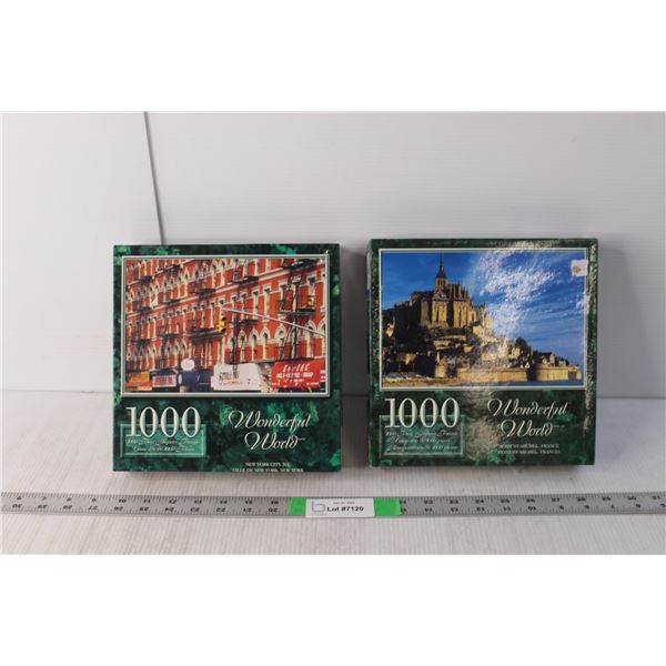 (2) 1000 Piece Puzzles- Opened, Complete