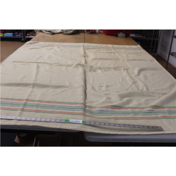 Cream Wool Blanket 72" x 60" - Made in England