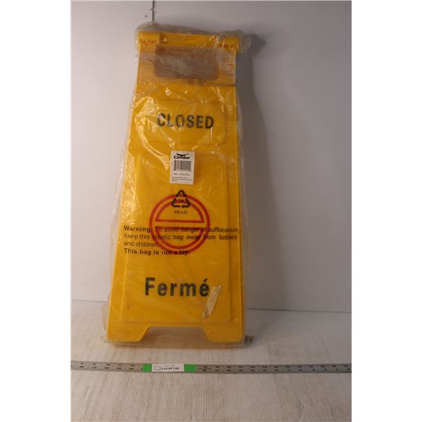 Yellow Plastic Closed Stand Sign 27" Tall