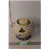 Ceramic Candle Holder & Candle 6" Tall x 10" Wide