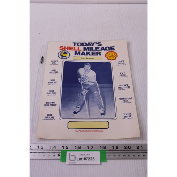 Saskatoon Blades Shell Advertisement - Ron Dreger - 1980's - 8.5" x 11"