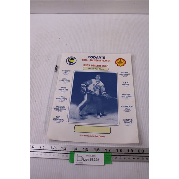 Saskatoon Blades Shell Advertisement - Shaun Van Allen - 1980's - 8.5" x 11"