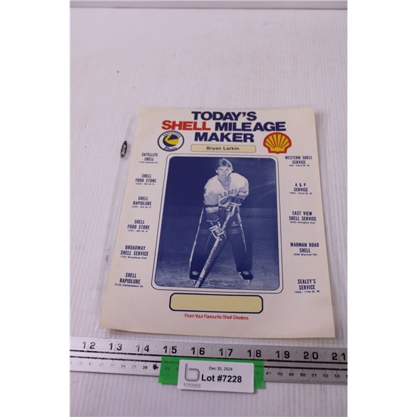 Saskatoon Blades Shell Advertisement - Bryan Larkin - 1980's - 8.5" x 11"