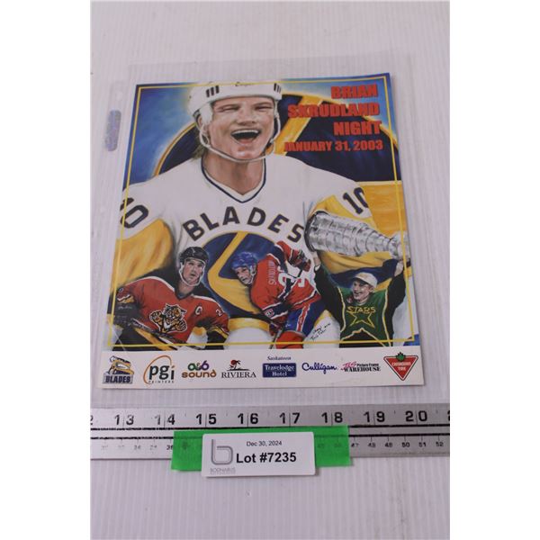 Saskatoon Blades - Brian Skrudland 2003 Commemorative Stat Sheet