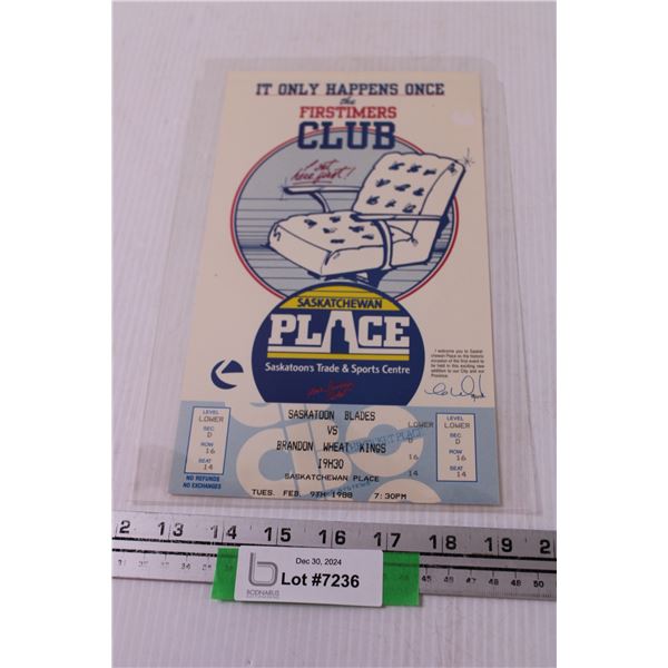 Saskatoon Blades First Game at Saskatchewan Place vs Brandon Wheat Kings Ticket