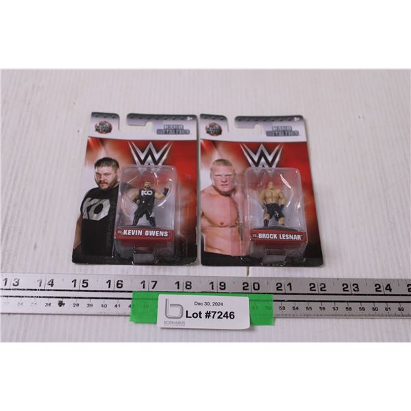 (2) WWE Nano Figurines: Kevin Owens & Brock Lesnar - Die Cast Metal Figurines