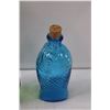 Image 2 : (3) Glass Decanters - Green & Blue - Various Sizes