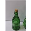 Image 4 : (3) Glass Decanters - Green & Blue - Various Sizes