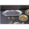Image 3 : (2) Serving Trays, Libra Scales Mini Plate, Horse Envelope Opener, Misc.