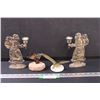 (2) Saint Nick Candle Holders, Hummingbird, Sea Bird Figurine