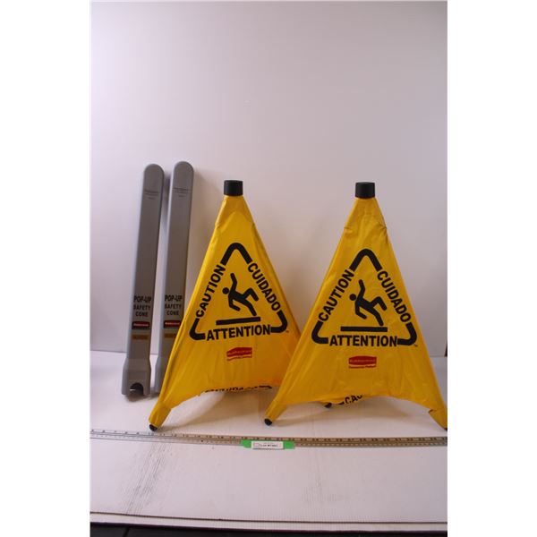 (2) Rubbermaid Pop-Up Safety Cones w/Holders