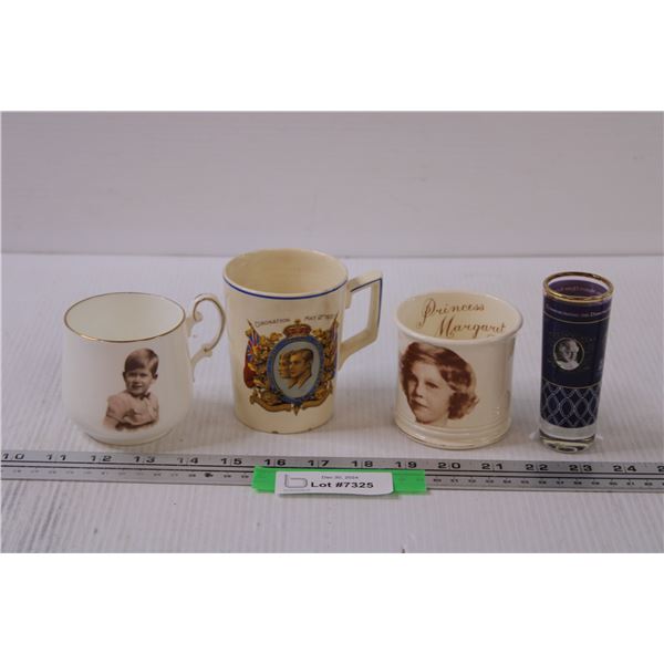 (4) Royal Family Mugs & Shot Glass