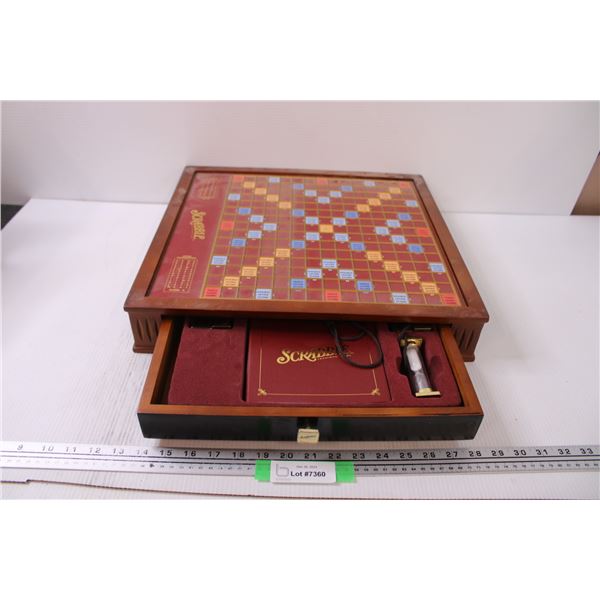 Scrabble Board Game on Lazy Susan w/Drawer