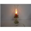 Image 1 : Vintage 12" Electric Light Christmas Candle Lantern-Gold with Plastic Holly Glass Hurricane Lamp