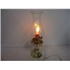 Image 2 : Vintage 12" Electric Light Christmas Candle Lantern-Gold with Plastic Holly Glass Hurricane Lamp