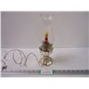 Image 3 : Vintage 12" Electric Light Christmas Candle Lantern-Gold with Plastic Holly Glass Hurricane Lamp