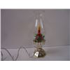 Image 4 : Vintage 12" Electric Light Christmas Candle Lantern-Gold with Plastic Holly Glass Hurricane Lamp