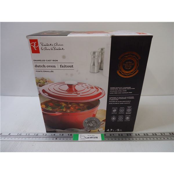 Presidents Choice Enameled Cast Iron Dutch Oven 4.7L/5 QT. Size (NIB)