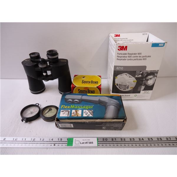 Binoculars,Massager,Compass,Gauge,N95 Mask and Empty Fishing Box
