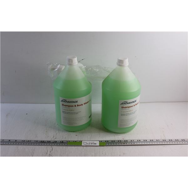 (2) 1 Gal Pro Advantage Shampoo & Body Wash Gel Bottles with Pump