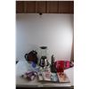 Image 2 : *Water Jug, Kenmore Blender, Ceramic Cream & Sugar Set, Books, Coasters and Misc.